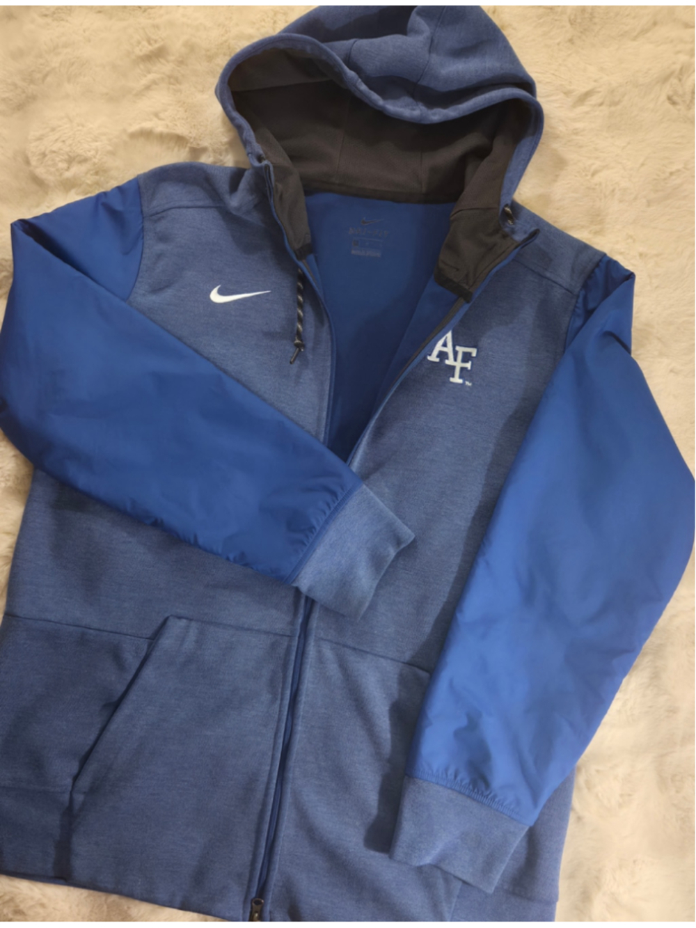 Nike Air Force Academy Dri-FIT Jacket Mens M Blue Full Zip Hooded Falcons USAFA
